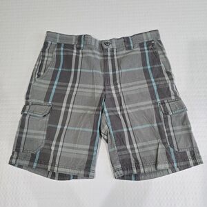 Columbia Omni Shade Sun Protection Shorts Turquoise Grey Green Plaid Men's 32w
